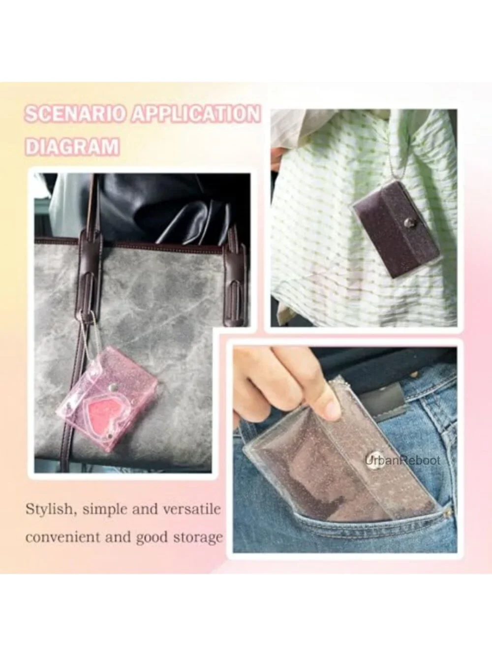 6PCS Clear Lipstick Case Keychain PVC Coin Purse Mini Snap Card Holder
